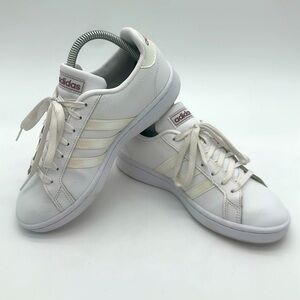 Adidas Womens Neo Advantage Stripe Sneaker Cloudfoam White Gold Size 6.5